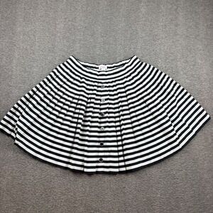 Candie's Striped Pleated Mini Skirt Black White Button Front Small